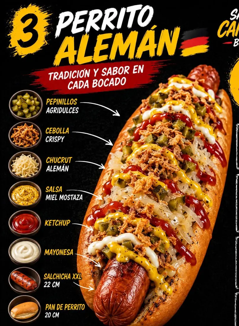 Cartel de Alemán con sus ingredientes