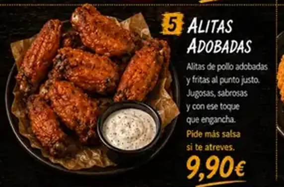 Cartel de Alitas adobadas con sus ingredientes