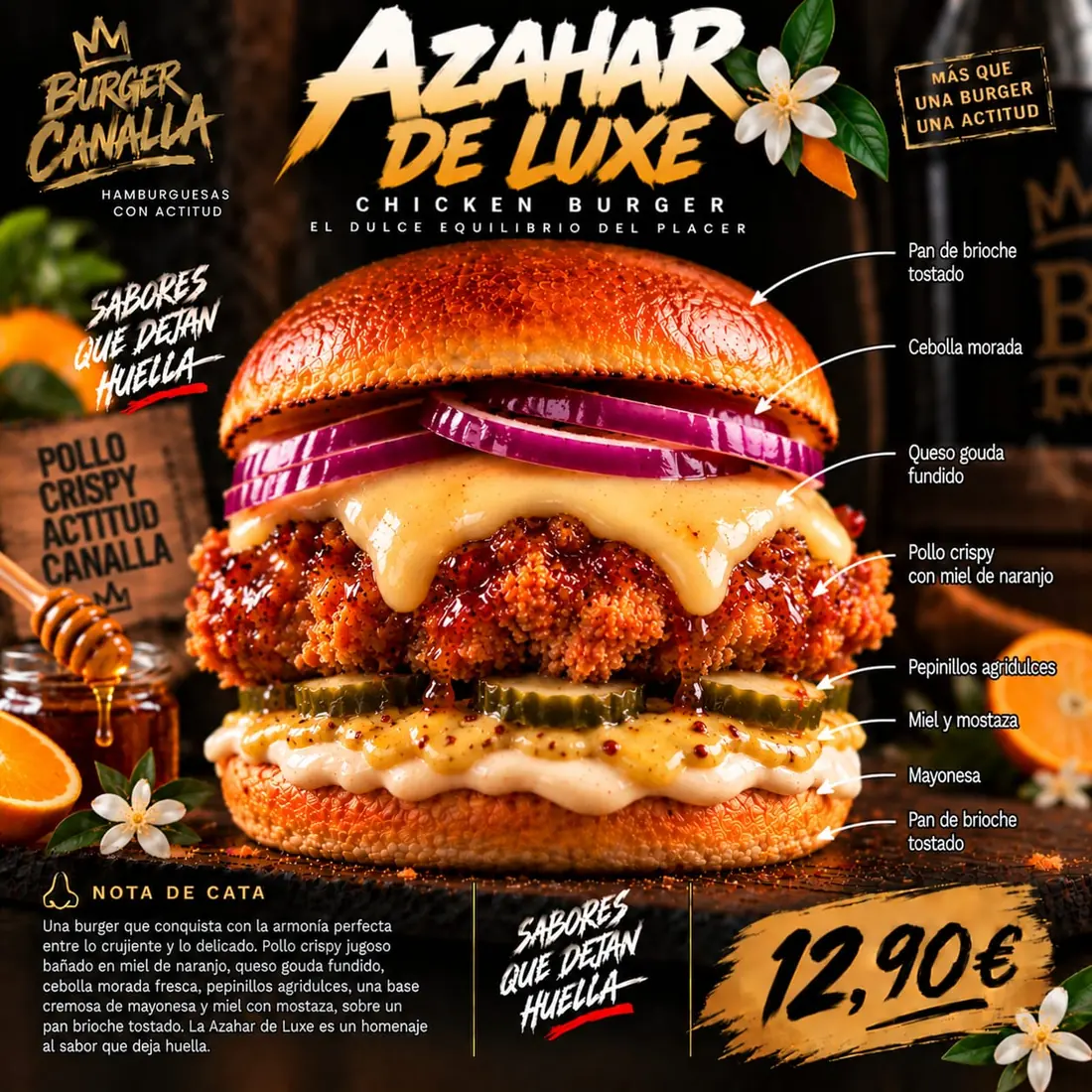 Cartel de Azahar de Luxe con sus ingredientes