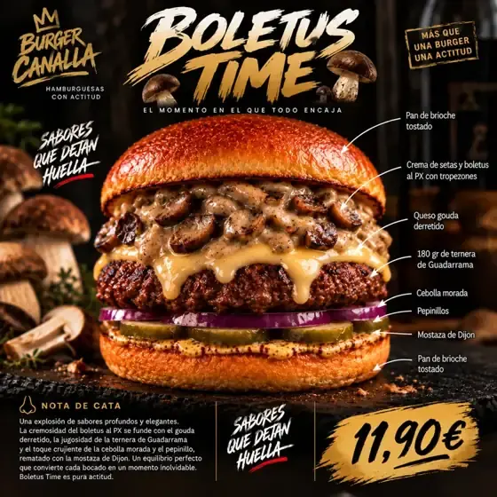 Cartel de Boletus Time con sus ingredientes