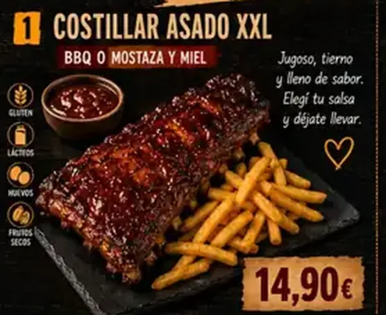 Cartel de Costillar asado XXL con sus ingredientes