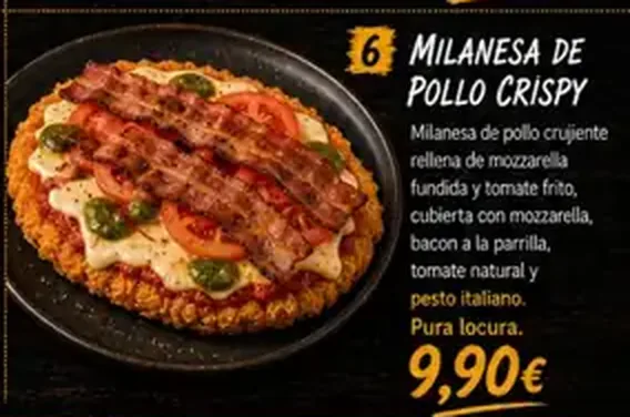 Cartel de Milanesa de pollo crispy con sus ingredientes