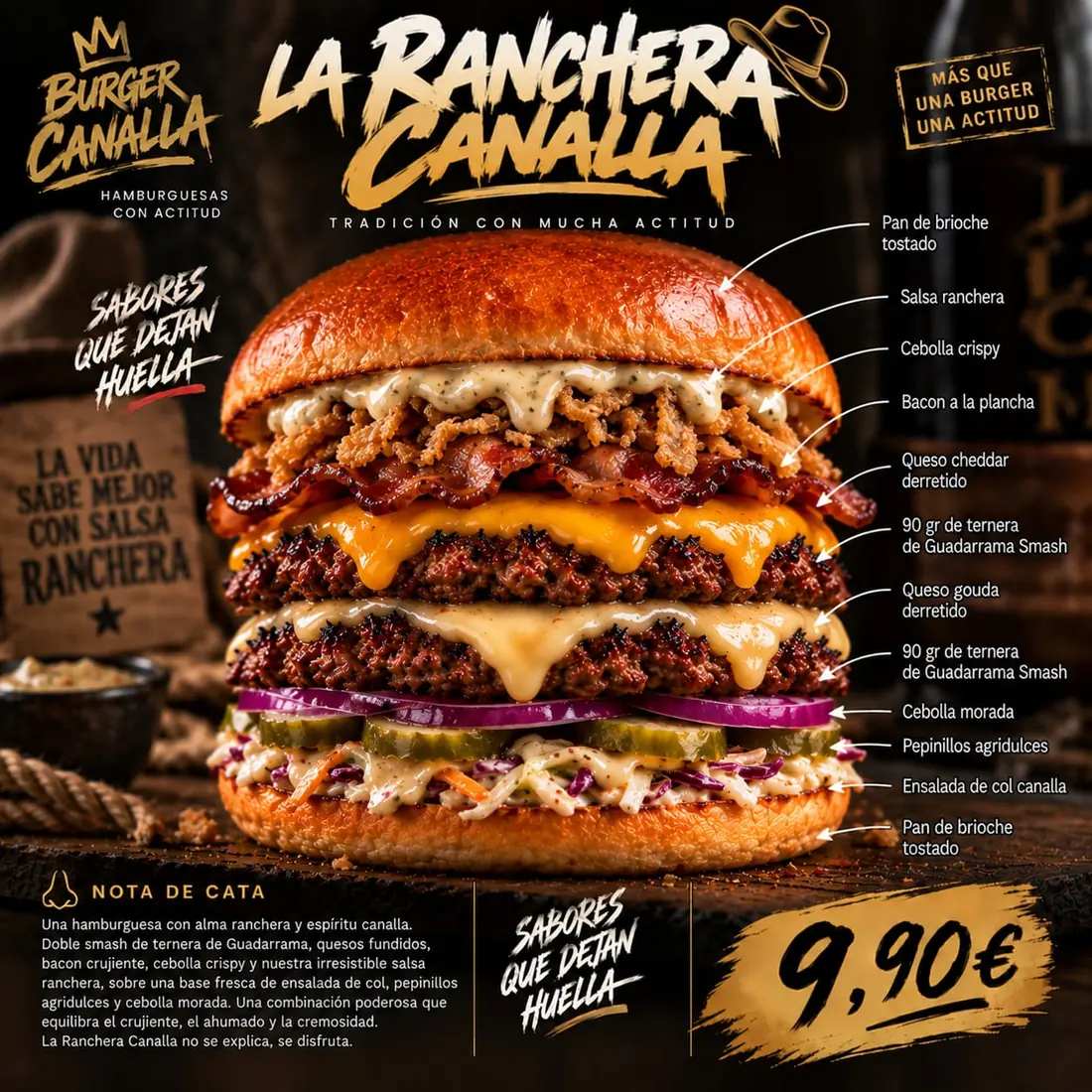 Cartel de Ranchera Canalla con sus ingredientes