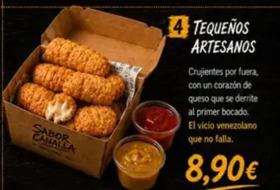 Cartel de Tequeños artesanos con sus ingredientes