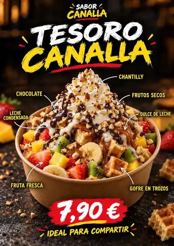Cartel de Tesoro Canalla con sus ingredientes