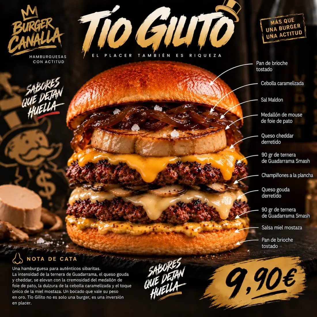 Cartel de Tío Gilito con sus ingredientes